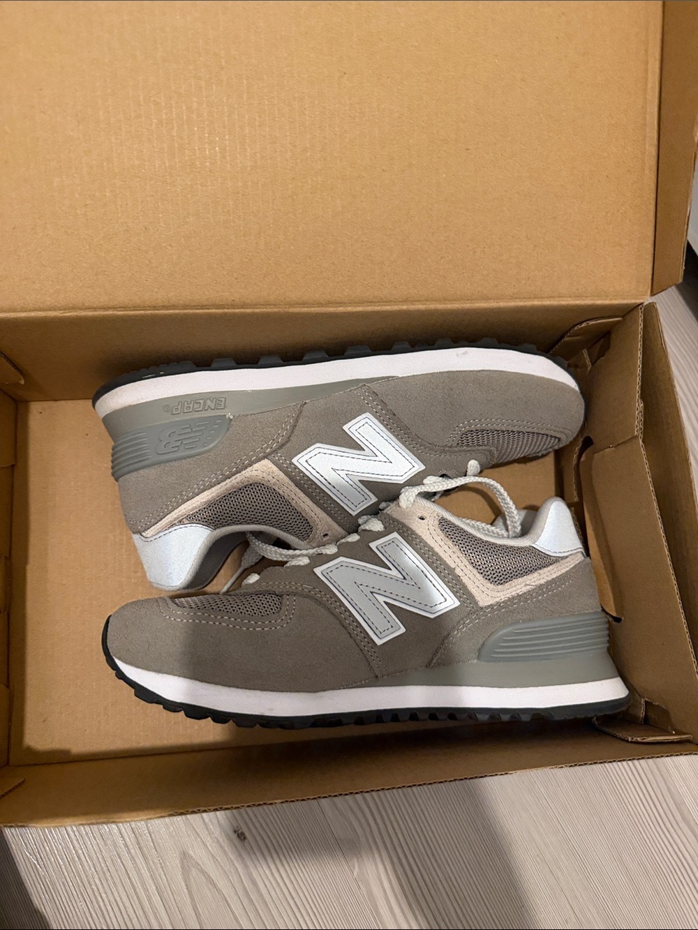 New Balance Gray Suede & Mesh Sneakers
